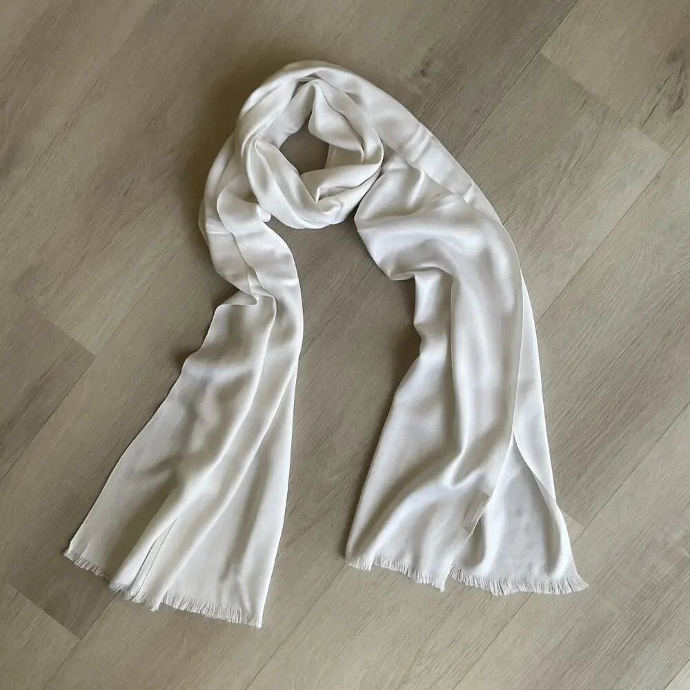 Max Studio Fringe Scarf White 72 x 20